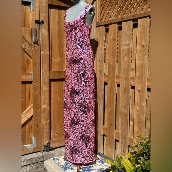 🆕 SIMKHAI 🧿 NWOT Bex Sequined Embellished Maxi Dress, Sorbet Pink - Sz US 6 - Picture 3 of 13